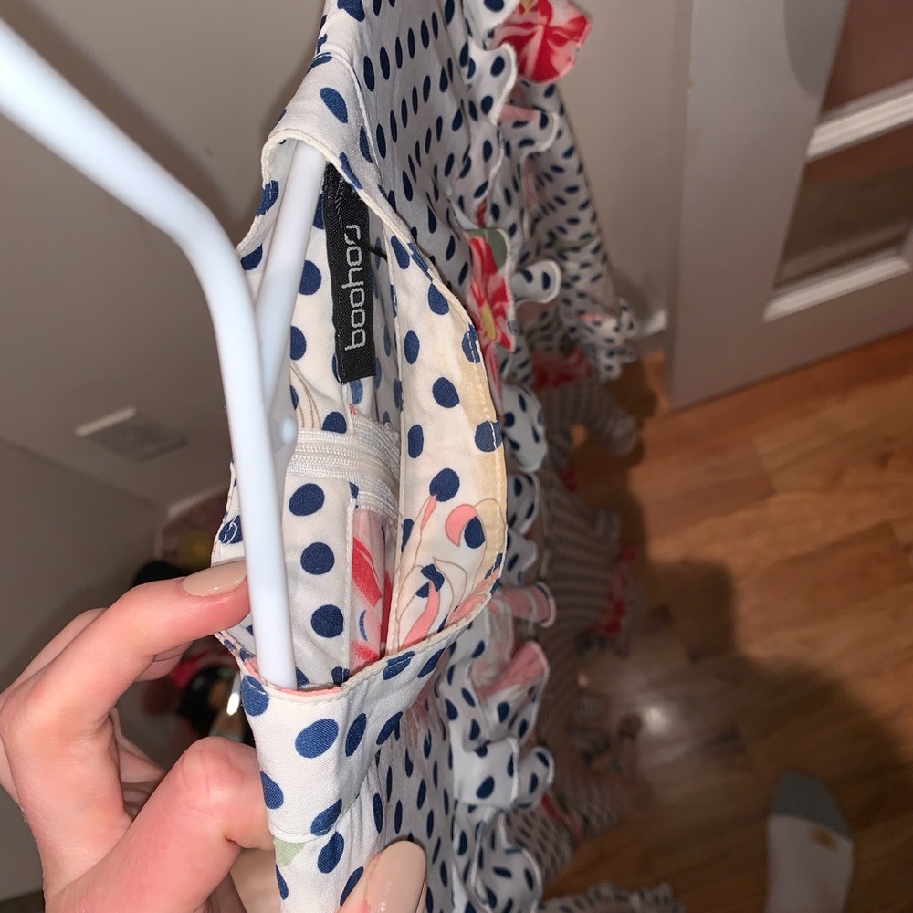 White Boohoo Polka Dot Mini Dress View 4